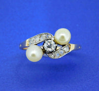 18k Yellow Gold Victorian Pearl and Diamond Ring (#J4487)