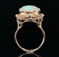 14k Rose Gold Handwrought Ring with a Large 6.05 Carat Australian Opal (#J6577)