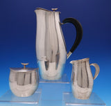 Contour by Towle Sterling Silver Coffee Set 3pc w/ Blue Lucite Handle (#7584)