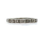 18k White Gold Wedding Band Ring w/Diamonds Engraved Dated 1932 Size 7.75 #J5907