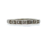 18k White Gold Wedding Band Ring w/Diamonds Engraved Dated 1932 Size 7.75 #J5907