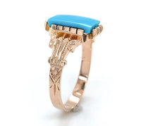 10k Gold Victorian Sleeping Beauty Genuine Natural Turquoise Ring 7.75 (#J6568)