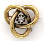 14k Gold Georgian Rose Cut Genuine Natural Diamond Pin Tri-Circle Knot (#J6255)