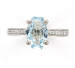 14k Gold Ring w/ Specialty Cut Genuine Natural Aquamarine Hand Engraved (#J6547)