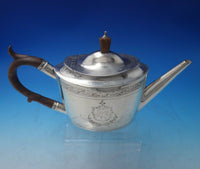 Solomon Hougham English Georgian Sterling Silver Tea Pot w/ Wood c.1796 (#5519)
