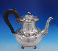 Francois Durand French Sterling Silver Tea Pot 3-D Flower Finial w/Ebony (#3984)