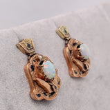 Victorian Opal Demi Parure 14k Rosey Yellow Gold Earrings and Pin (#J6885)