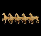10k Yellow Gold Bar Pin with Five Horses Jewelry (#J7042)