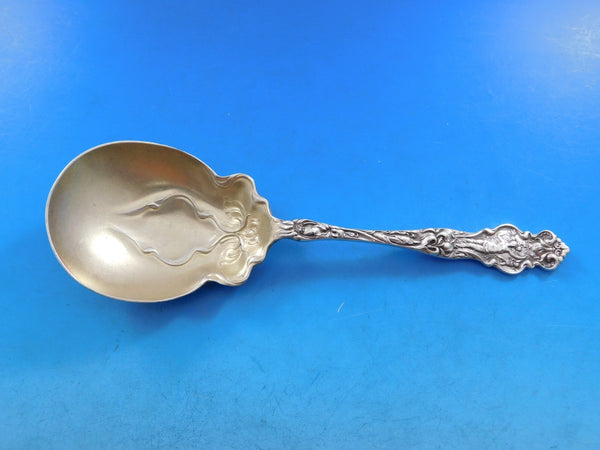 Irian by Wallace Sterling Silver Berry Spoon Small Gold Washed Figural 7 3/4"