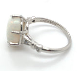 Platinum 2.80 Carat Genuine Natural Australian Opal Ring Size 7.75 (#J6990)
