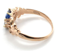 10k Rose Gold Victorian Sapphire and Seed Pearl Ring Size 8 Jewelry (#J6559)