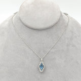 Platinum Genuine Natural Aquamarine and Diamond Pendant with Chain (#J6968)