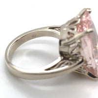 14k White Gold Large 10.85 Carat Genuine Natural Morganite Ring (#J6548)