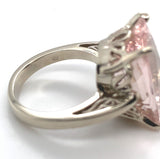 14k White Gold Large 10.85 Carat Genuine Natural Morganite Ring (#J6548)