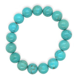 Genuine Natural Turquoise Bead Bracelet w/ Large Round 12mm Beads Elastic #J7550
