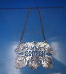 Sterling Silver Liquor Label "Scotch" Cast Leaf 2 1/8" x 1 1/2" (#6864)