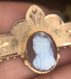 Gold Filled Victorian Genuine Natural Agate Stone Cameo Pin (#J1019)