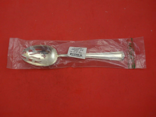 Embassy Scroll by Lunt Sterling Silver Serving Spoon Pierced Original 8 1/4" New