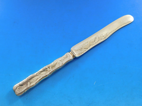 Lap Over Acid Etched by Tiffany Sterling Silver Dessert Knife Vermeil w/ Fruits