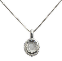 14k White Gold 1.25 Carat Genuine Natural Moonstone Blue Sapphire Pendant #J7186