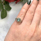 Art Deco 14k White Gold .97ct Green Genuine Tourmaline Filigree Ring (#J7478)