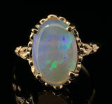 2.96ct Genuine Natural Opal 14k Yellow Gold Ring w/ Decorative Setting (#J6080)