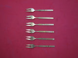 Meka Sterling Silver Cherry Fork 6-pc set 2-tine vermeil w/ enamel color 3 3/4"