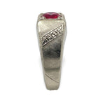 14k White Gold Men's Synthetic Lab-Created Ruby Ring Size 10.25 (#J7066)