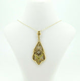 10k Tri-Color Genuine Natural Diamond Flower Pendant with 14k Chain (#J4320)