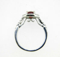 14k White Gold .93ct Genuine Natural Ruby Ring with Diamond Halo (#J5093)