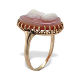 10k Yellow Gold Genuine Natural Agate Stone Cameo Ring Fine Carving (#J7058)