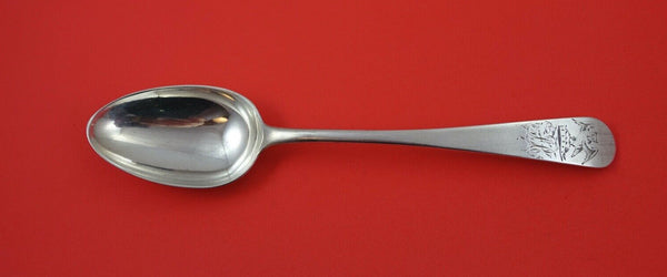 English Georgian Sterling Silver Dinner/Serving Spoon London 1792 w/ owls 8 3/8"