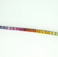 14k White Gold 8.70 Carat Genuine Natural Rainbow Sapphire Bracelet (#J4440)
