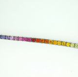 14k White Gold 8.70 Carat Genuine Natural Rainbow Sapphire Bracelet (#J4440)