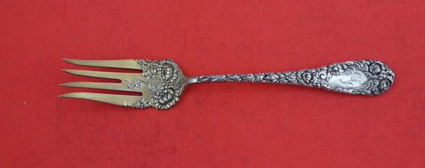 Chrysanthemum by Durgin Sterling Silver Fish Fork Gold Washed FH AS 7 3/8"
