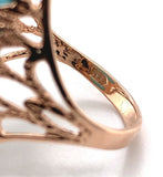 14k Rose Gold 6.59 Carat Genuine Natural Turquoise Ring Size 6 (#J7492)