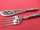 Dutch Sterling Silver Fish Serving Set 2pc Japanese Style with SP and Dragons