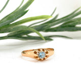 Vintage 18k Yellow Gold .21ct Genuine Natural Aquamarine Ring Size 6 (#J7558)