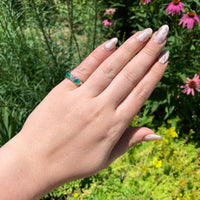14k White Gold Genuine Natural Emerald Diamond 3-Stone Ring w/GIA Report #J6810