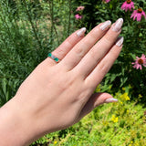 14k White Gold Genuine Natural Emerald Diamond 3-Stone Ring w/GIA Report #J6810