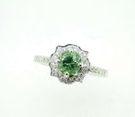 18k White Gold Sea Green Genuine Natural Tourmaline and Diamond Ring (#J5043)