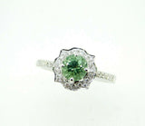 18k White Gold Sea Green Genuine Natural Tourmaline and Diamond Ring (#J5043)