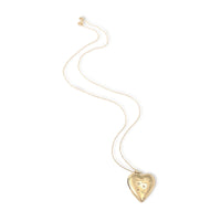 14k Yellow Gold Heart Shaped Locket with Diamond Accents Hand Engraved (#J6969)