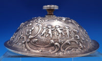 Louis XV Sterling Silver Powder Puff Vanity Base Cupids c1890 Rare Huge (#8376)