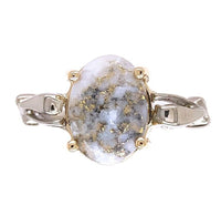 14k White Gold 2.56 Carat Genuine Natural Gold Vein Quartz Ring Size 9.25 #J6939