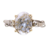 14k White Gold 2.56 Carat Genuine Natural Gold Vein Quartz Ring Size 9.25 #J6939