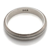 14k White Gold Men's Wedding Band with Beaded Edge Size 11 Ring (#J6645)