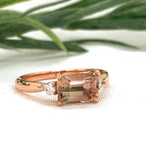 14k Rose Gold 1.49 Carat Genuine Natural Oregon Sunstone Diamond Ring (#J7556)