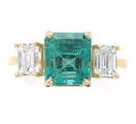 18k Yellow Gold GIA 2.86 Carat Emerald and 1.02 Carat Diamond Ring (#J6507)