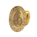 Pair of 14k Yellow Gold Oval Men's Cufflinks with Monogram "G" 5/8" (#J6868)